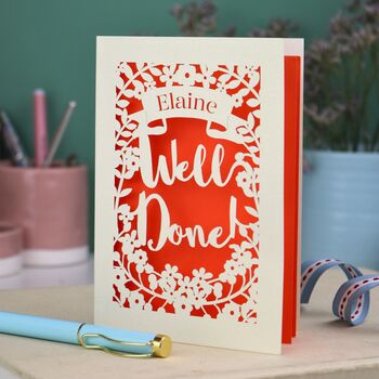 Personalised 'Well Done' Papercut Card, 4 of 6