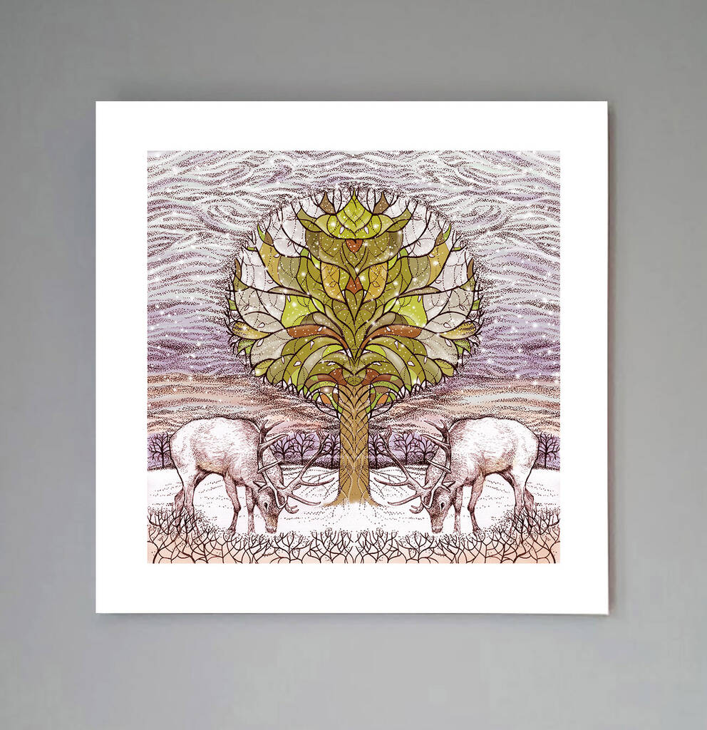 'Two Stags Under Tree' Print, 1 of 3