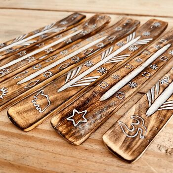 White Washed Carved Design Incense Stick Holder, 7 of 8