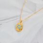 Blue Flower Gold Charm Necklace Non Tarnish, thumbnail 1 of 5