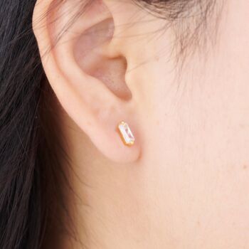 Baguette April Birthstone Stud Earrings, 2 of 7