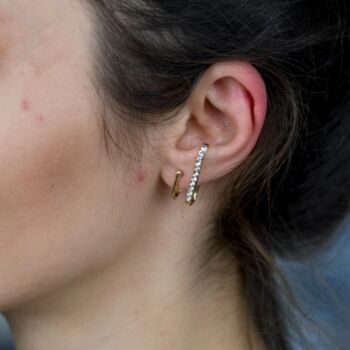 U Shape Gold Ear Wrap Zircon Climber Earring, 3 of 4