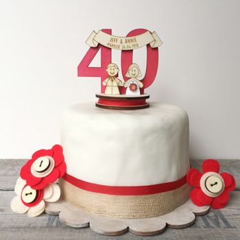 Personalised 40th Anniversary Cake Topper, 3 of 7