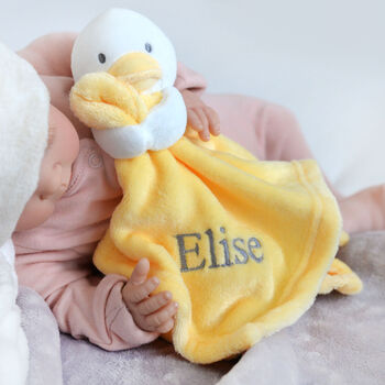 Personalised Yellow Duck Baby Comforter, 2 of 7