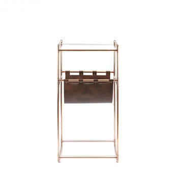 Handmade Console Table In Copper With Magazine Holder, 4 of 7