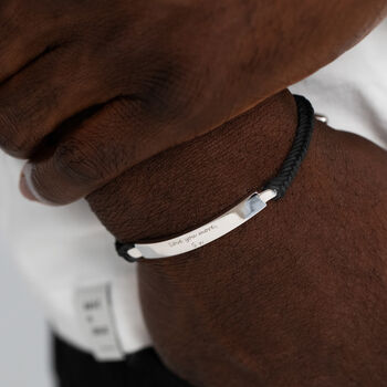 Men's Personalised Silver Message Bar Bracelet, 2 of 8