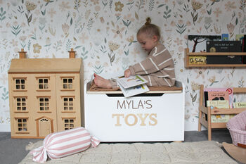 Personalised White Wooden Toy Box, 2 of 6