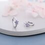 Amethyst Purple Cz Flower Huggie Hoop Earrings, thumbnail 3 of 8