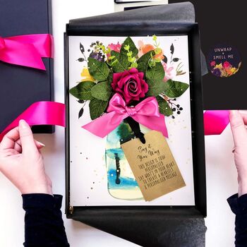 Personalised 60th Birthday Card For Her – Luxury Hot Pink Rose, Handmade 3D Scented Card, 2 of 12