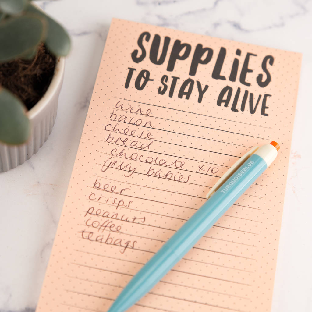 Supplies To Stay Alive Magnetic Shopping List Pad, 1 of 2