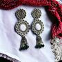 Indian Boho Oxidised Drop Ethnic Jhumkis Earrings, thumbnail 10 of 12