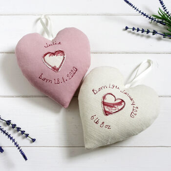 Personalised Hanging Heart Gift For New Baby Girl, 10 of 12