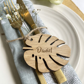 Personalised Wedding Place Setting Laser Cut Leaves, 12 of 12