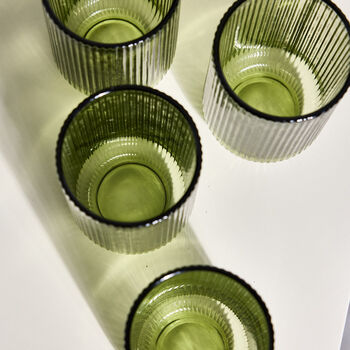 Palermo Set Of Four Green Ribbed Highball Tumblers, 5 of 5