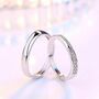 Silver Plated Couple Promise Band Zircon Unisex Rings, thumbnail 4 of 5