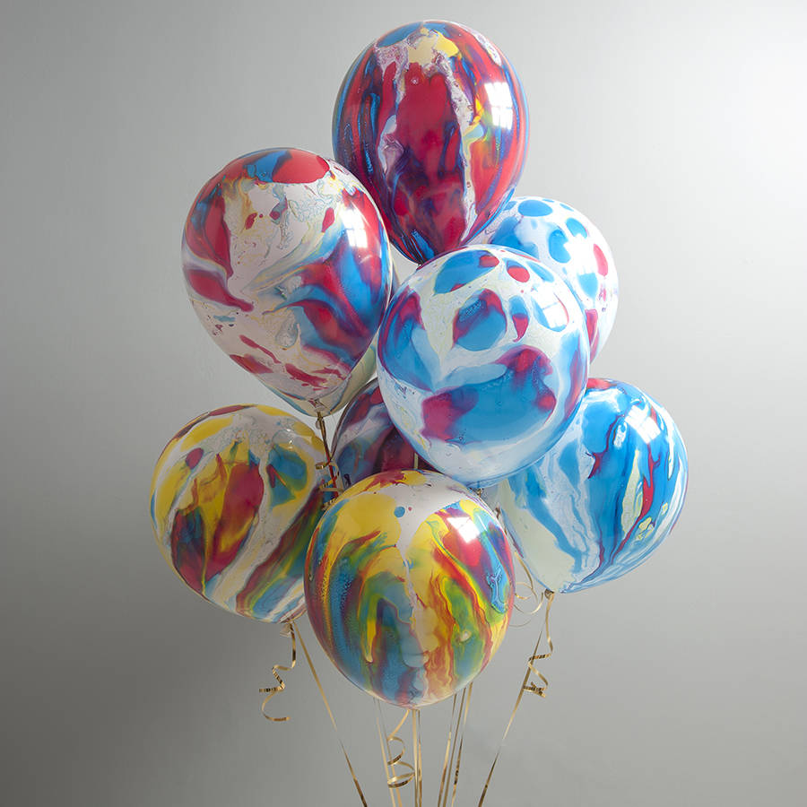 pack of 14 messy marble party balloons by bubblegum balloons