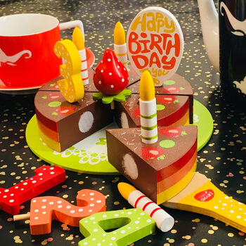 Wooden Toy Birthday Cake With Candles, 18 Piece Set, 7 of 8