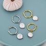 Sterling Silver Coin Baroque Pearl Dangle Creole Hoop Earrings, thumbnail 1 of 12