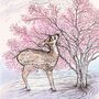 'Deer And Blossom' Print, thumbnail 3 of 3