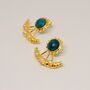 Blue Apatite, Pearl Gold Earrings, thumbnail 5 of 6