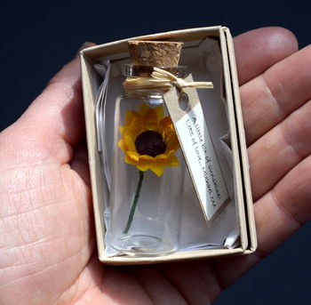 Tiny Sunflower In A Bottle With Personalised Message, 6 of 12
