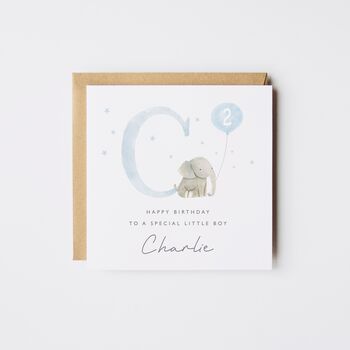 Elephant Happy 1st Birthday Boy Card *Age Options, 2 of 5