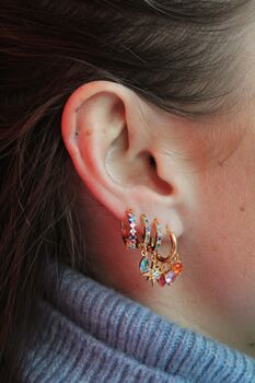 Cosima Gold Rainbow Star Huggie Earrings, 2 of 2
