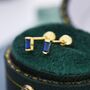 Sterling Silver Extra Tiny Sapphire Blue Baguette Cz Screw Back Earrings, thumbnail 8 of 12
