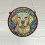 Labrador Yellow Stained Glass Effect Suncatcher, thumbnail 1 of 6