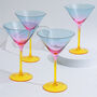 G Decor Set Of Four Martini Glasses With A Rainbow Hue, thumbnail 1 of 3