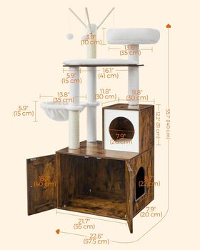 Modern Cat Tree With Litter Box Enclosure And Condo, 10 of 12