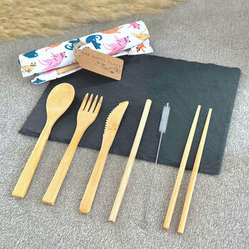 Eco Friendly Bamboo Picnic And Travel Cutlery Set, 5 of 7