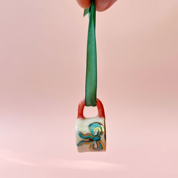 Hand Painted Mini Ceramic Mug Christmas Ornament, 2 of 4