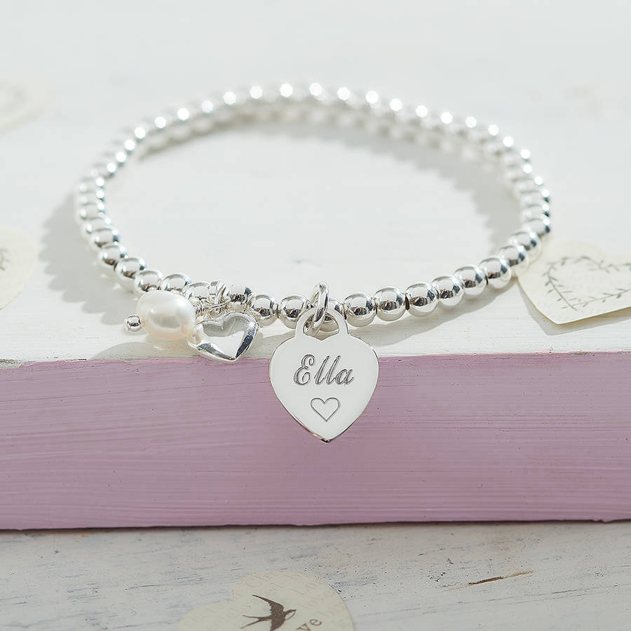 girl's personalised sterling silver ball bracelet by hurleyburley junior