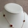 18 K Gold Plated Clover Necklace Rose Gold Maroon, thumbnail 6 of 7