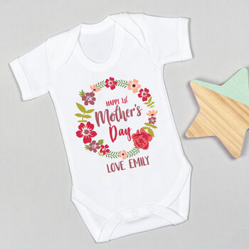 Personalised First Mother's Day Floral Babygrow, 9 of 12