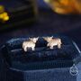 Sterling Silver Small Pair Of Highland Cow Internally Threaded Flat Back Earrings, thumbnail 6 of 10