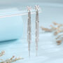 Snowflake Dangle Drop Stud Earrings In Sterling Silver With Sparkle Tassels, thumbnail 2 of 10
