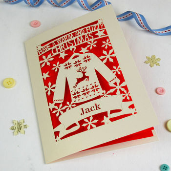 Personalised Papercut Christmas Jumper Card, 5 of 5
