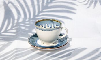 Blue Tea Cup With Saucer Porcelain, 2 of 9