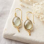 Green Amethyst Oval Drop Gold Plated Earrings, thumbnail 2 of 10