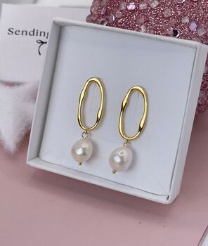 Elegant Freshwater Pearl Drop Earrings Gold And Silver, 2 of 6