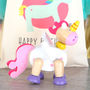 Wooden Unicorn Flexible Toy And Personalised Cotton Bag, thumbnail 4 of 5