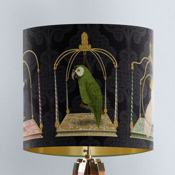 Parrot Swings Lampshade, On Charcoal, 3 of 10