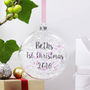 Personalised First Christmas Iridescent Flat Bauble, thumbnail 1 of 4