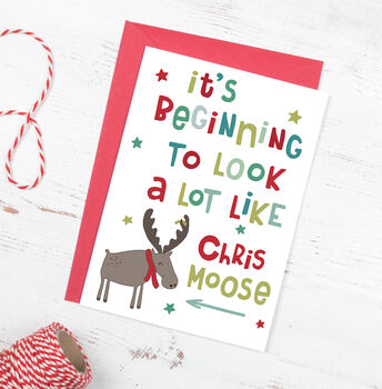 Funny 'Chris Moose' Christmas Pun Card, 2 of 3