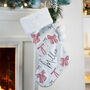 Personalised Pink Bow Christmas Stocking, thumbnail 2 of 4