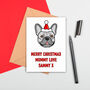 Personalised French Bulldog Portrait Christmas Card, thumbnail 2 of 5