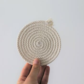 Pure White Cotton Rope Coaster, 2 of 4