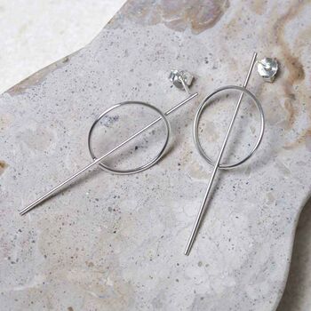 Sterling Silver Ring And Bar Stud Earrings, 3 of 9